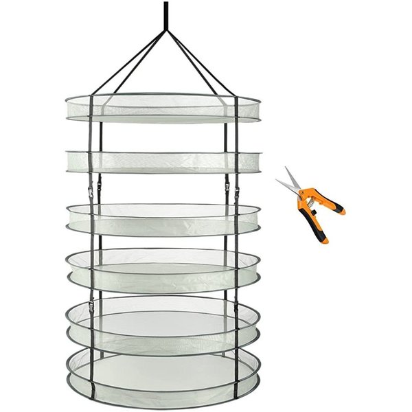 Ipower 3Ft 6-Layer Drying Rack Net with 6.5 Orange Inch Gardening Pruning Shears GLDRYRD3L6PRNR6OR